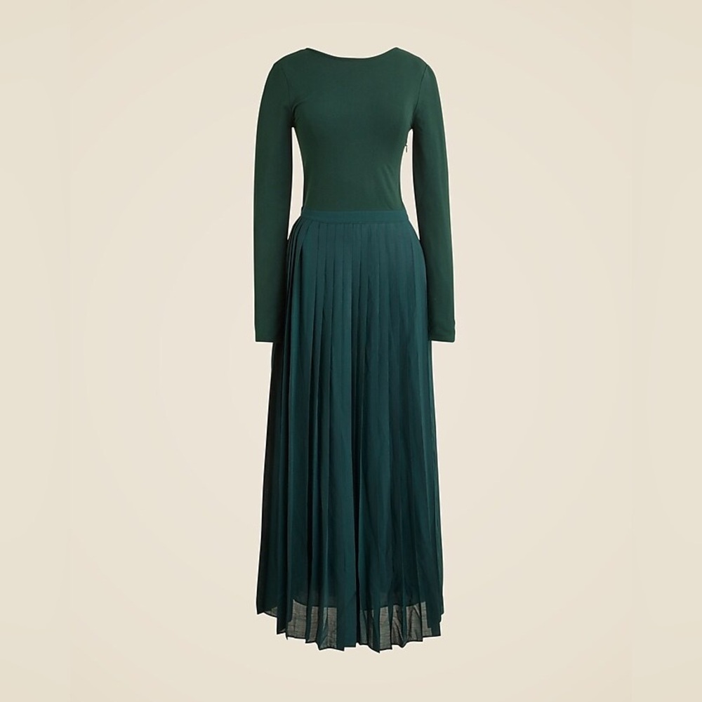 J. Crew Green Pleated Ballet Dress in Stretch cotton blend Small and Medium. NWT